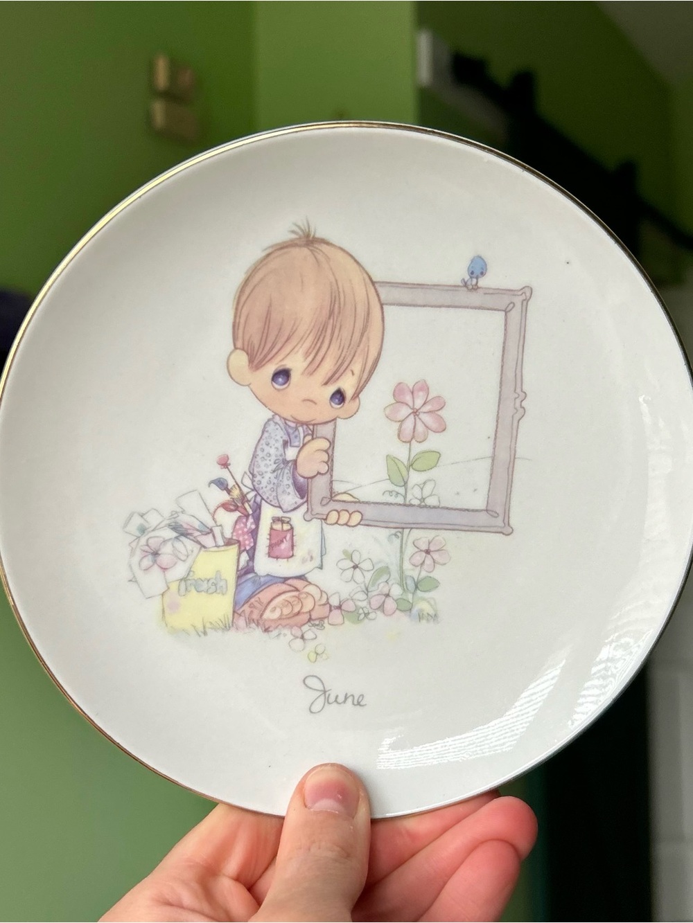 Vintage Precious Moments Charming Porcelain June Month Plate Accent
